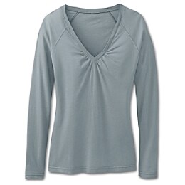 Shop by Sport: Shirred Long Sleeve Vee Tee - Concrete