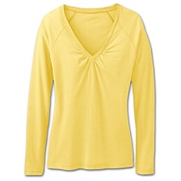 Shop by Sport: Shirred Long Sleeve Vee Tee - Marigold