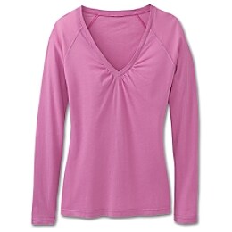 Shop by Sport: Shirred Long Sleeve Vee Tee - Violet Crush