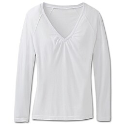 Shop by Sport: Shirred Long Sleeve Vee Tee - White