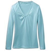 Shirred Long Sleeve Vee Tee
