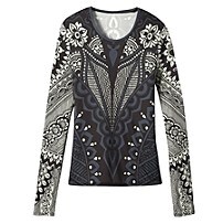 Tribal Floral Crew Neck Top by YellowMan