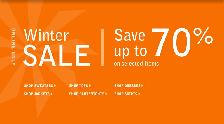 online only. winter sale. save up to 70% off on selected items.