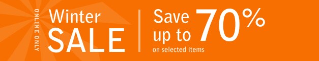 online only. winter sale. save up to 70% on selected items.