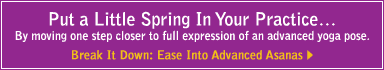 put a little spring un your practice... by moving one step closer to full expression of an advanced yoga pose. break it down: ease into advanced asanas.