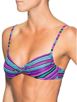 rib frill trim knot front bikini top