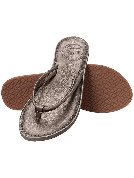 Image number 1 showing, Creamy Leather Metallic Flip Flops by Reef©