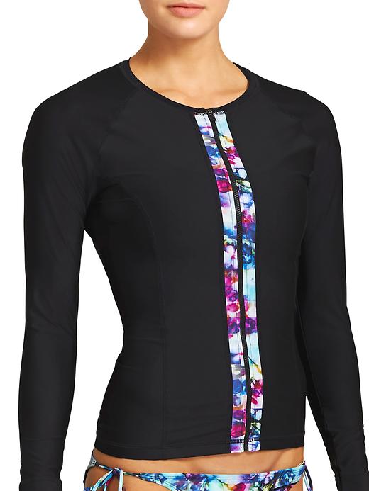 View large product image 1 of 3. Floral Fade Zip Rashguard