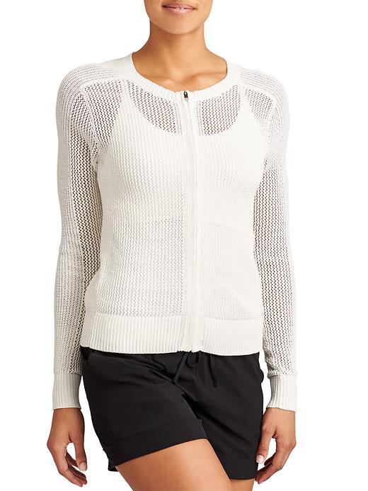 Athleta Mesh Zip Sweater - Bright white