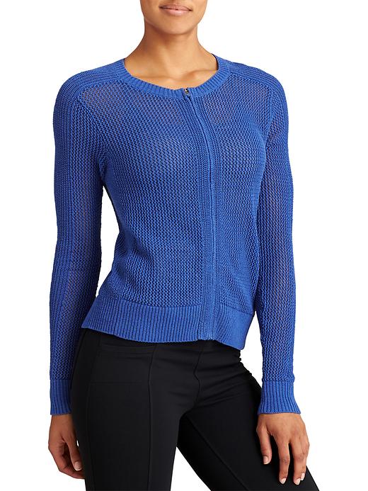 View large product image 1 of 2. Mesh Zip Sweater