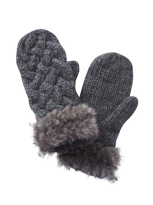 View large product image 1 of 1. Cable Faux Fur Mitten by Vincent Pradier