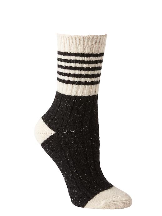 View large product image 1 of 1. Varsity Cable Stripe Crew Socks by Hansel from Basel, Inc.®