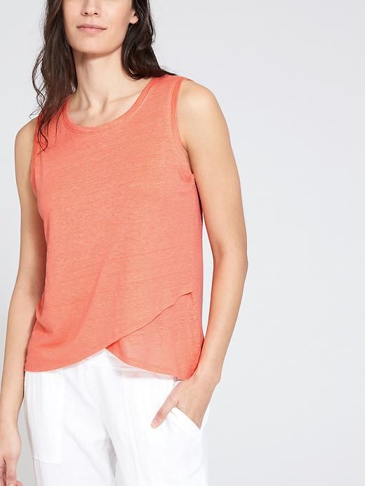 View large product image 1 of 1. Linen Criss Cross Tank