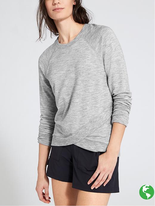 Athleta Criss Cross Sweatshirt Marl Grey Heather
