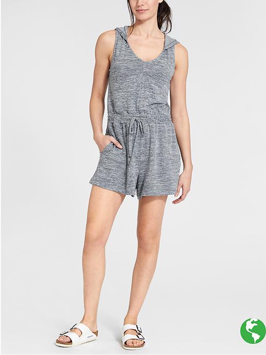 Athleta Pose Romper Shortie Light Grey Marl