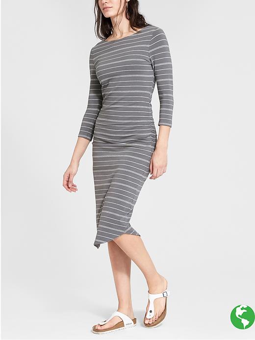 Athleta Comeback Midi Dress Silver Bells/Grey Heather Stripe