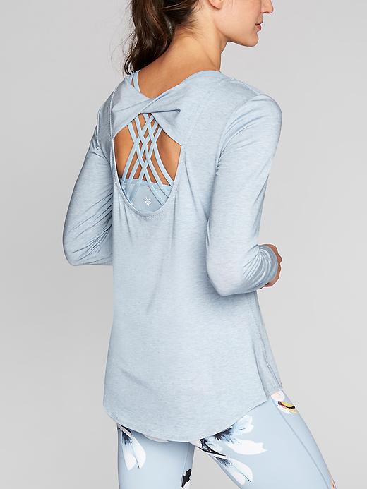 Athleta Open Back Flexlight Top Clear Blue