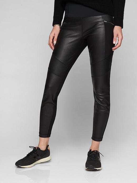 Athleta Ponte Leather Legging Black