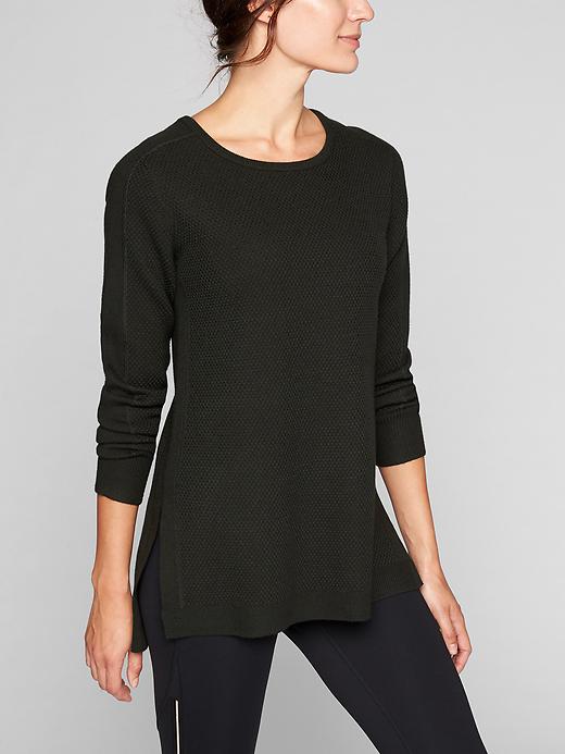 Athleta Thermal Honeycomb Sweater Wet Moss