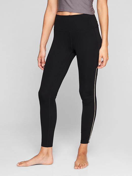 Athleta High Rise Copper Zipper Chaturanga Tights Black