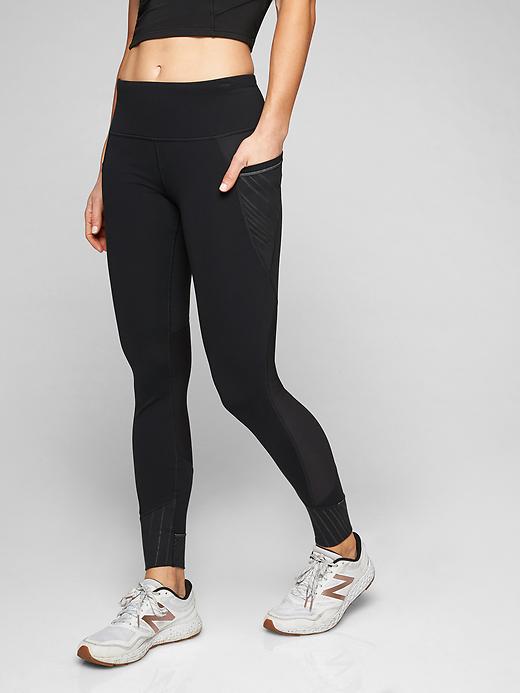 Athleta Shimmer Stripe Relay Tights 2.0 Black
