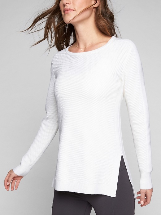 Athleta Thermal Honeycomb Sweater Dove