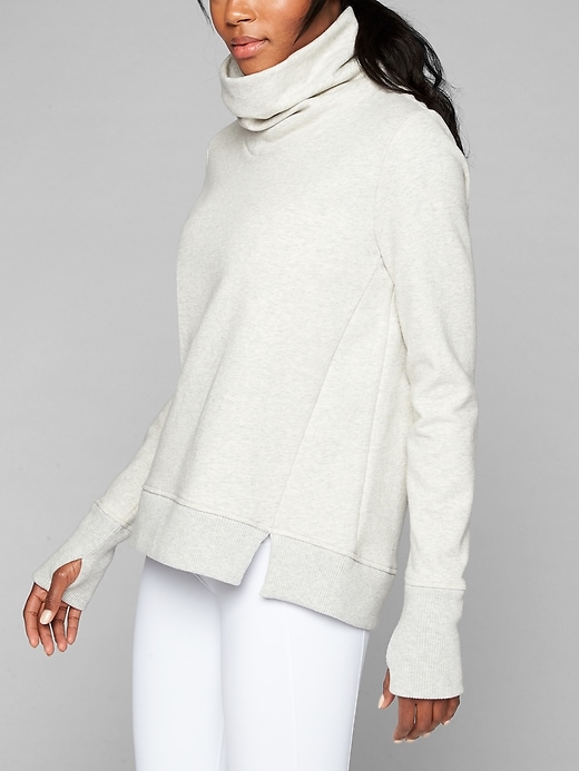 Athleta Funnel Fleece Light Grey Heather