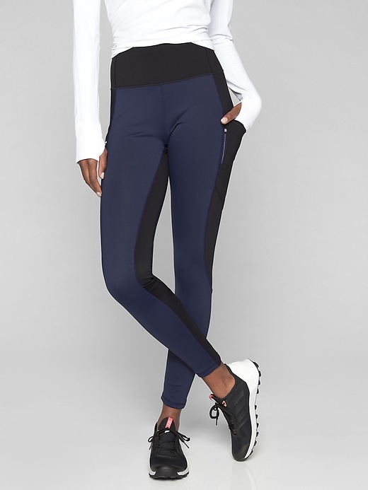 Athleta High Traverse Tights Navy/ Black