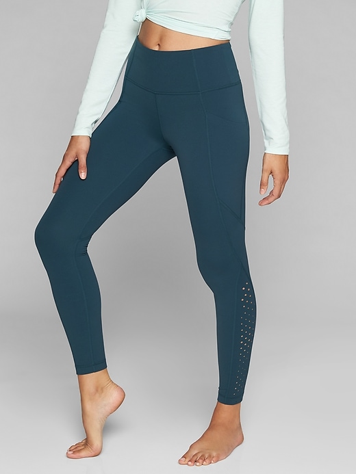 Athleta Laser Cut Salutation Tights Abyss