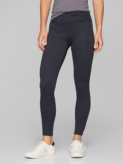 Athleta Herringbone Metro High Waisted Legging Navy/ Black