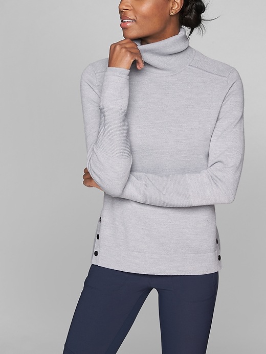 Athleta Merino Wool Turtleneck Light Grey Heather