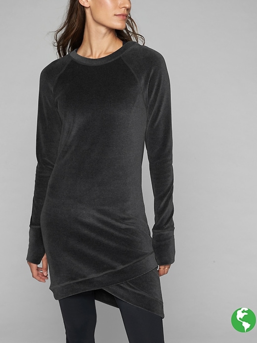 Athleta Velour Criss Cross Dress Charcoal Grey Heather