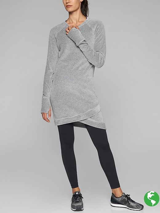 Athleta Velour Criss Cross Dress Light Grey Heather