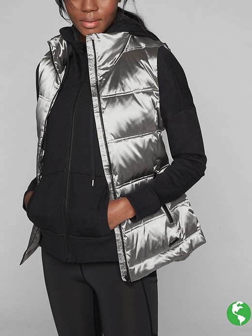 Athleta Silver Twill Vest Silver