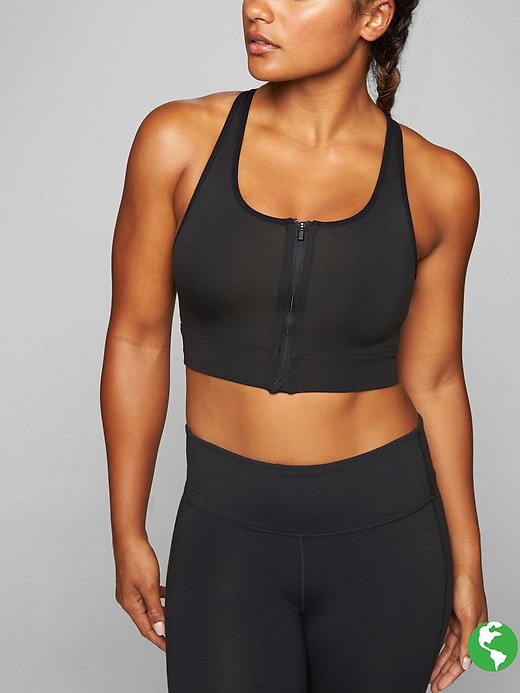 Athleta Front Zip Stealth Bra Black