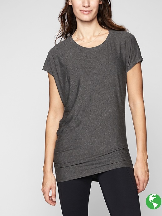 Athleta Threadlight Asym Relaxed Tee Charcoal Heather
