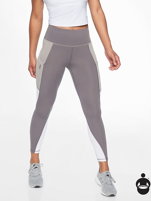 Athleta Colorblock Up For Anything 7/8 Tights Silver Bells