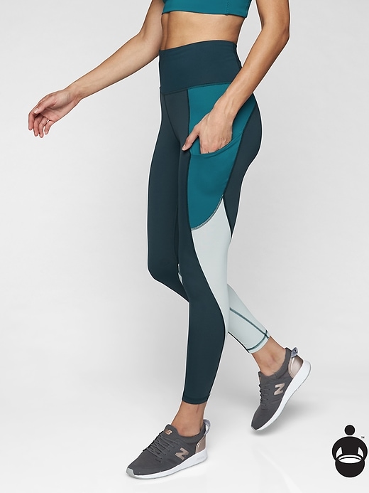 Athleta Colorblock Up For Anything 7/8 Tights Constellation Blue