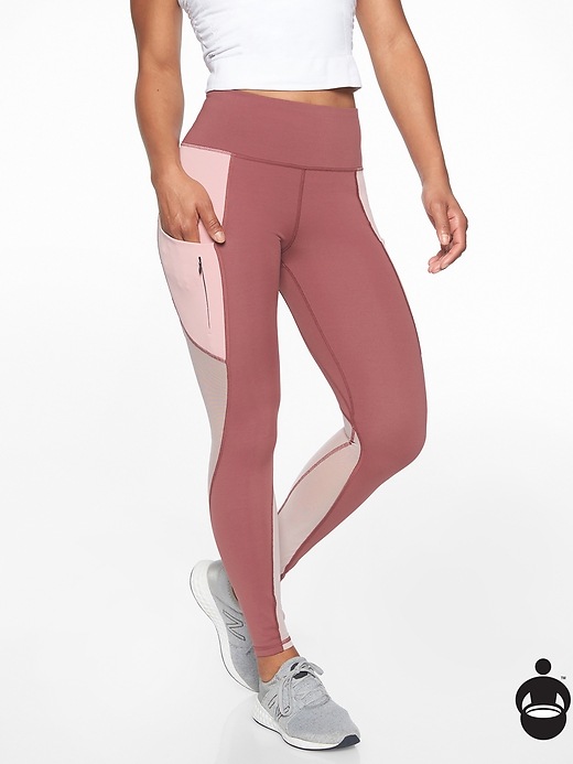 Athleta Colorblock Up For Anything 7/8 Tights Crushed Berry