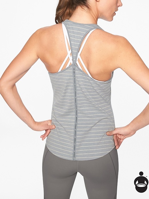 Athleta Inversion Stripe Tank Slate Grey Heather/ Cobblestone Grey
