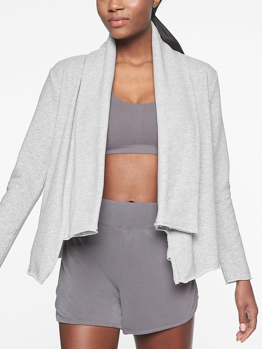 Athleta French Terry Pique Wrap Light Grey Heather