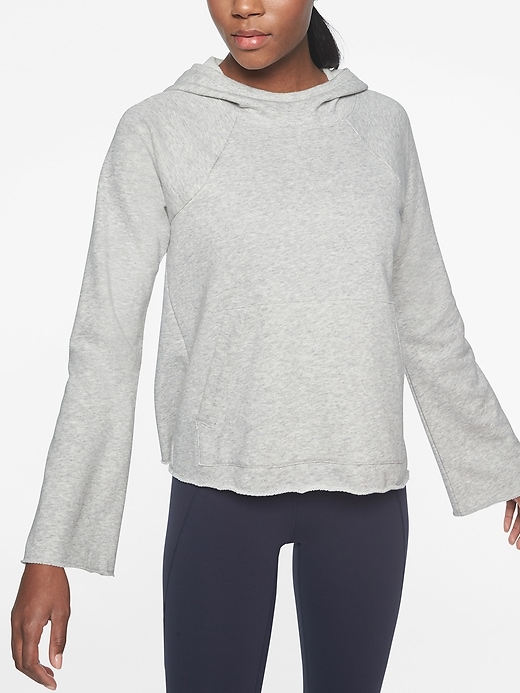 Athleta French Terry Pique Hoodie Light Grey Heather