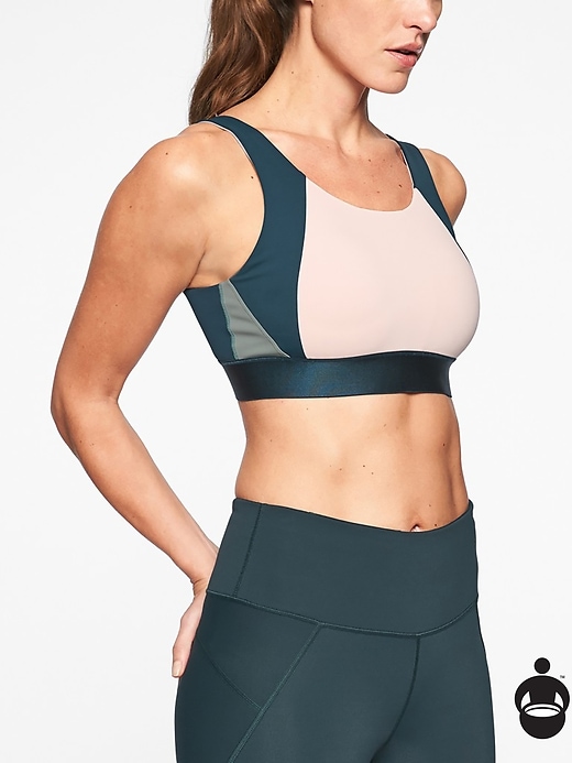 Athleta Colorblock Power Of She Bra Constellation Blue