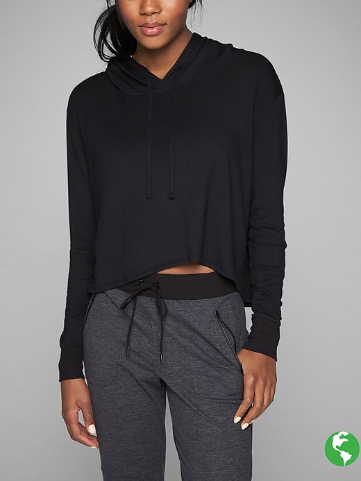 Athleta Coaster Crop Hoodie Black