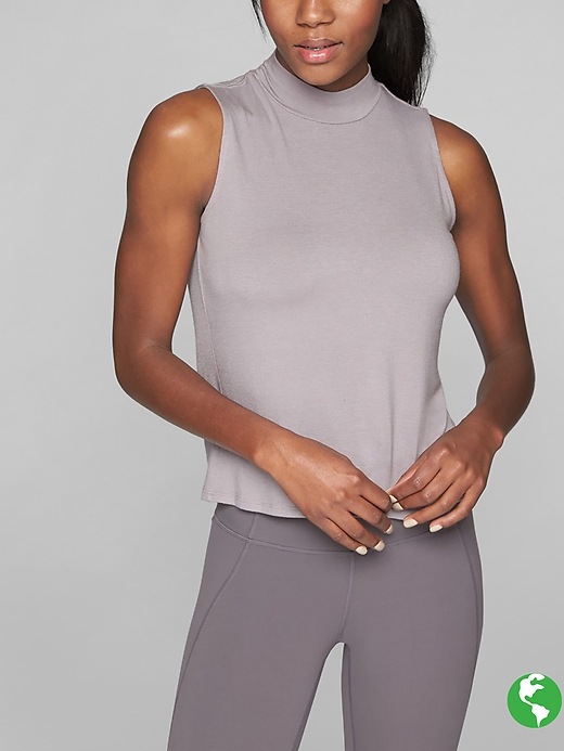 Athleta Threadlight Turtleneck Tank Subway Grey