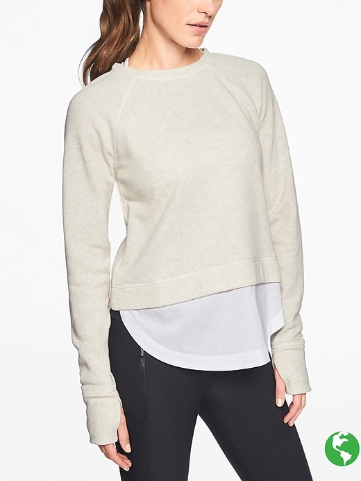 Athleta Roamer Sweatshirt Toasted Brown Heather/ White