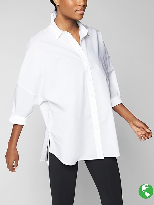 Athleta Marinwood Poplin Shirt Bright White