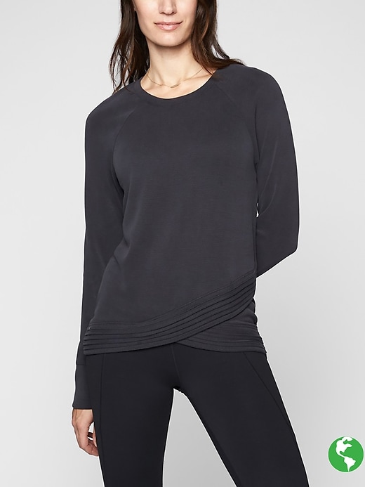 Athleta Serenity Criss Cross Sweatshirt Black