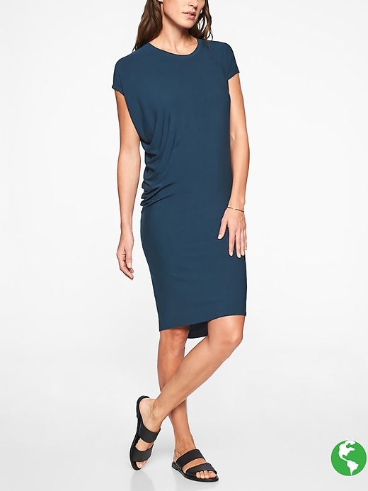 Athleta Draped Crew Dress Constellation Blue