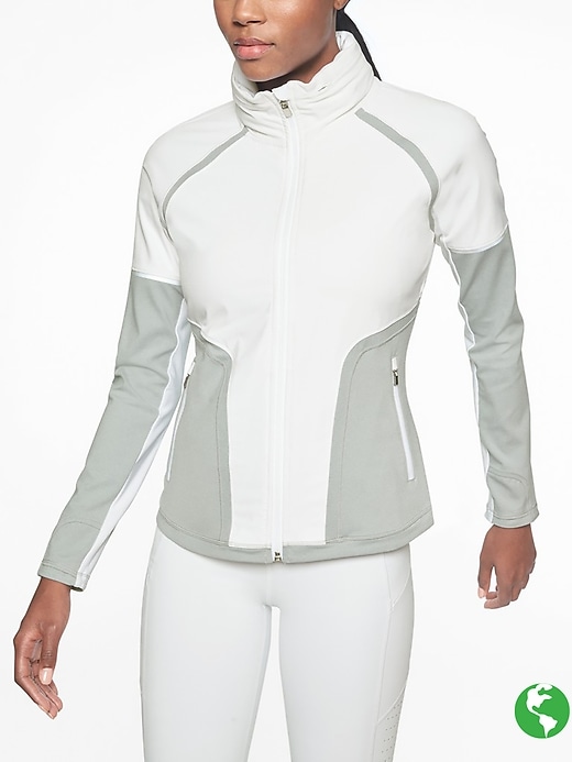 Athleta Jump Step Jacket White/ Fog Grey Heather